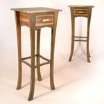 telephone tables - walnut with sycamore inlay