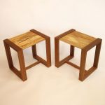 Cubist sofa tables. Brown oak and spalted beech
