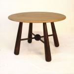 'Orb' table. Oak with scorched legs. 