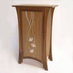 Music cabinet - walnut and silver gilded ginko leaves