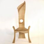 'Bardic' chair - sycamore with oil painted relief carving